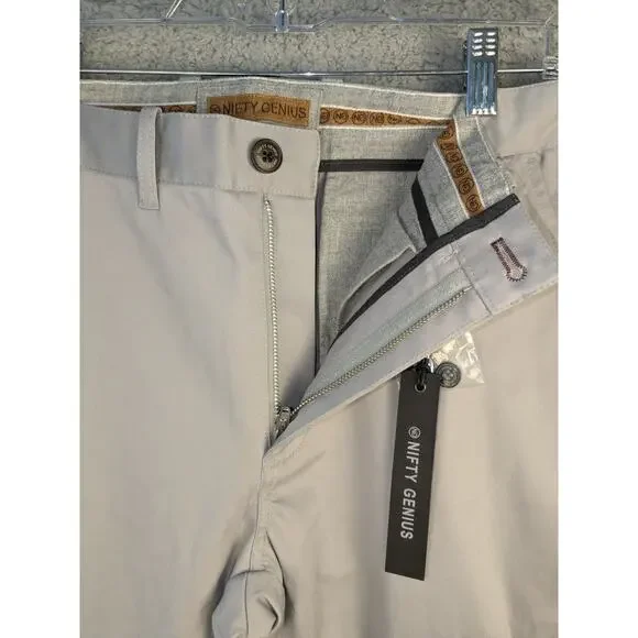 NWT Nifty Genius Chino Pants Mens 32 Stretch Classic Straight Leg Light Gray - Picture 5 of 13